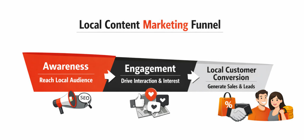 local content marketing funnel graphic